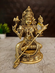 Brass Rajarajeswari Amman Idol – 10 Inch | Traditional Goddess Lalita Tripurasundari Statue for Pooja & Home Décor