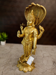 Majestic 17″ Brass Maha Vishnu Idol with Sheshnag