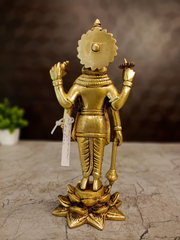 Majestic 9″ Brass Maha Vishnu Idol | Premium Golden Finish Statue for Home Pooja & Vastu