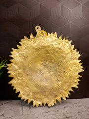9″ Brass Sun Face Wall Mount | Surya Dev Decorative Wall Hanging for Home, Entrance & Vastu Decor