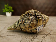 6″ Brass Fine Art Dasavatharam Sangu | Lord Vishnu Dashavatara Conch Showpiece for Pooja & Home Décor