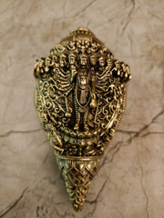 6″ Brass Fine Art Dasavatharam Sangu | Lord Vishnu Dashavatara Conch Showpiece for Pooja & Home Décor