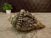 6″ Brass Fine Art Dasavatharam Sangu | Lord Vishnu Dashavatara Conch Showpiece for Pooja & Home Décor