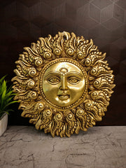 11.5″ Brass Sun Face Wall Mount | Surya Dev Wall Hanging for Home, Entrance & Vastu Décor