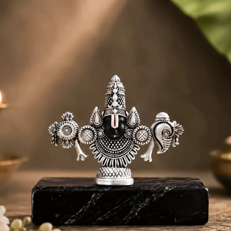 Lord Balaji Face Idol | Pure Silver Plated