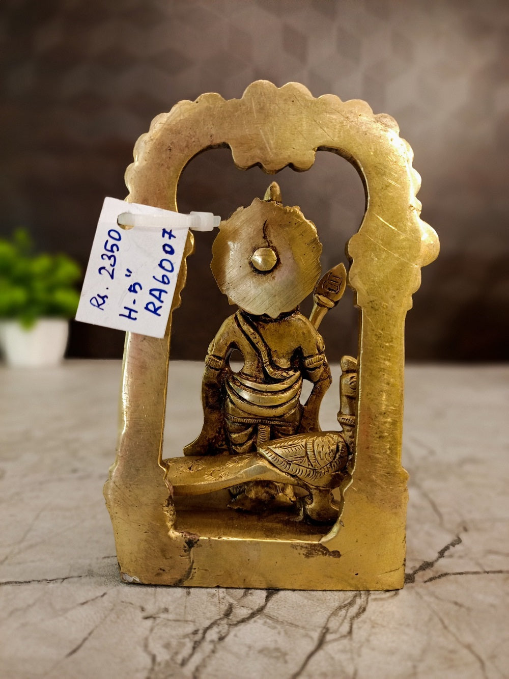 Antique Brass Lord Murugan Swamy with Arch and Peacock