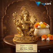 Brass Pagadi Ganesha Idol 12.5 Inch | Traditional Lord Ganesha Statue for Pooja Room, Home Decor & Gifting