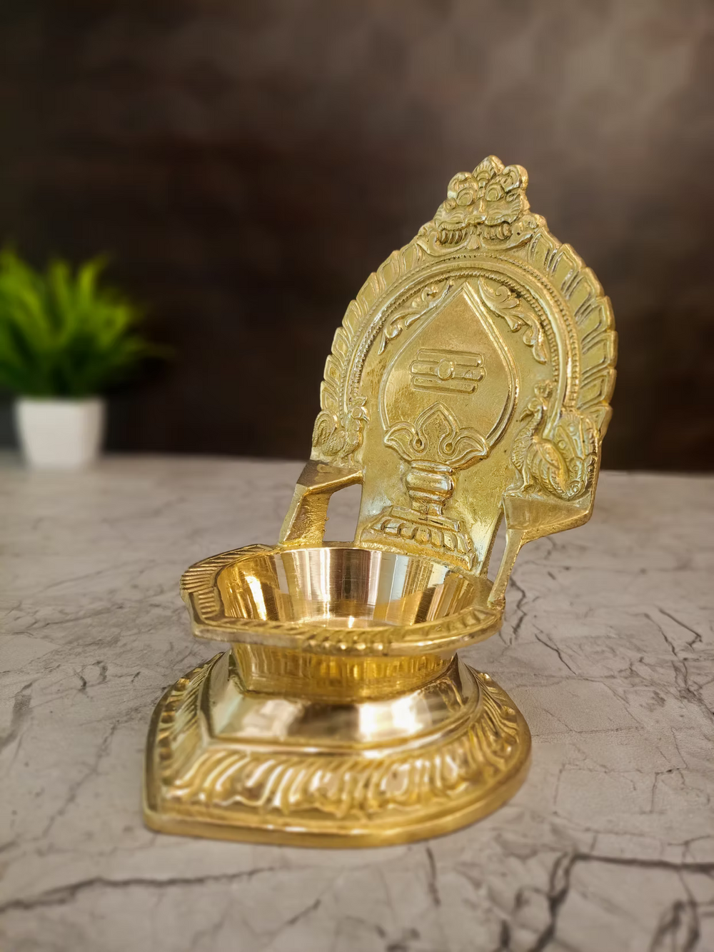 Antique Brass Murugan Vel Deepam | Traditional Lord Murugan Oil Lamp with Vel  | 6 Inch Pooja Decor