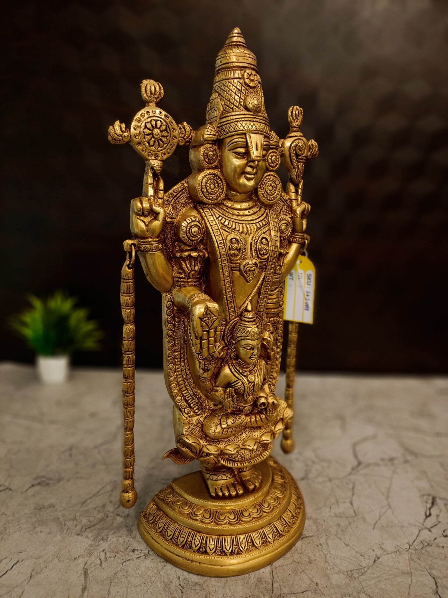 Antique Brass Lord Venkateswara with Goddess Lakshmi Idol | Premium Tirupati Balaji Brass Statue | 19.5 Inch Temple Finish Pooja & Home Decor