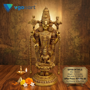 Antique Brass Lord Venkateswara with Goddess Lakshmi Idol | Premium Tirupati Balaji Brass Statue | 19.5 Inch Temple Finish Pooja & Home Decor