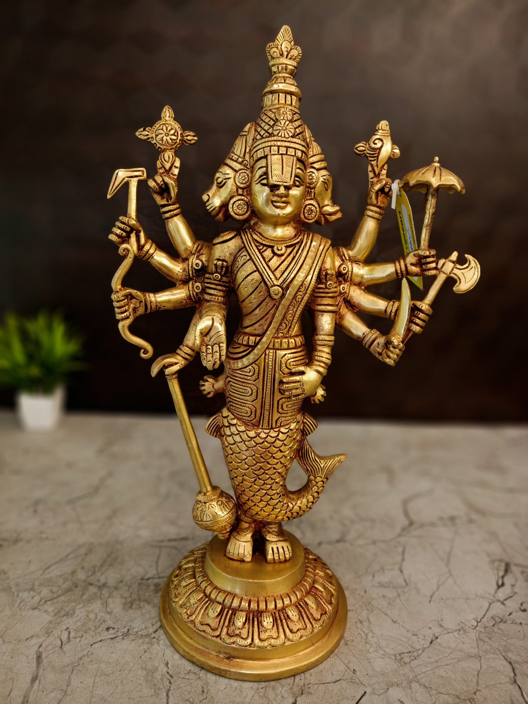 Brass Dasavatharam Statue 17 Inch | Lord Vishnu Dashavatara Idol | Traditional Hindu God Sculpture for Pooja Room & Home Temple
