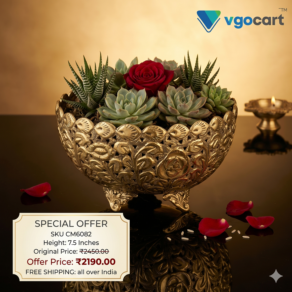 Antique Brass Floral Bowl