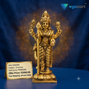 Brass Murugan with Vel Idol 6 Inch | Lord Murugan Subramanya Swamy Statue | Traditional Hindu God Idol for Pooja Room & Home Temple