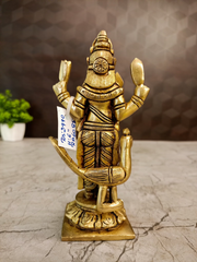 Brass Murugan with Vel Idol 6 Inch | Lord Murugan Subramanya Swamy Statue | Traditional Hindu God Idol for Pooja Room & Home Temple