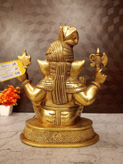 Brass Pagadi Ganesha Idol 12.5 Inch | Traditional Lord Ganesha Statue for Pooja Room, Home Decor & Gifting
